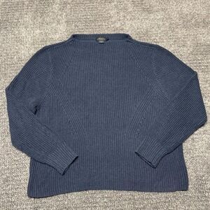 Pendleton Womens Sweater XL Blue Mock Neck Cotton Cashmere Ribbed Knit